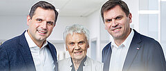 Ingmar Wegner (links), Mitgründer Medipolis, Ingrid Wegner, Inhaberin Medipolis Apotheke Jena-Nord e. K., Dr. Christian Wegner, Geschäftsführer Medipolis
